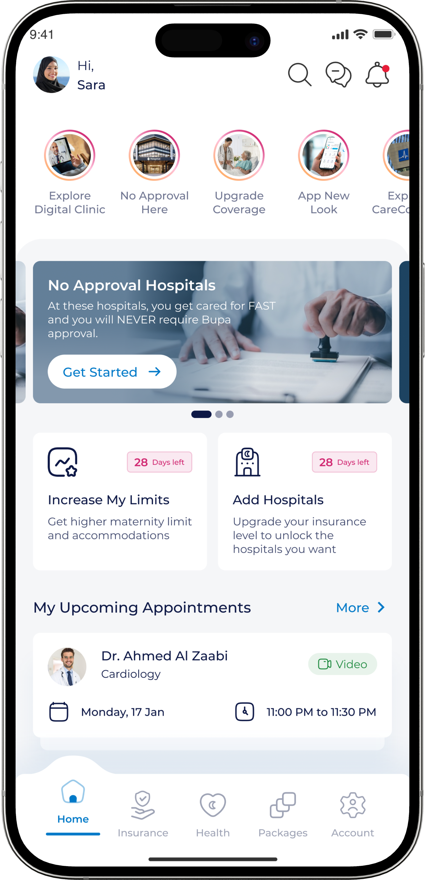 Digital Clinic Mobile App Secondary View